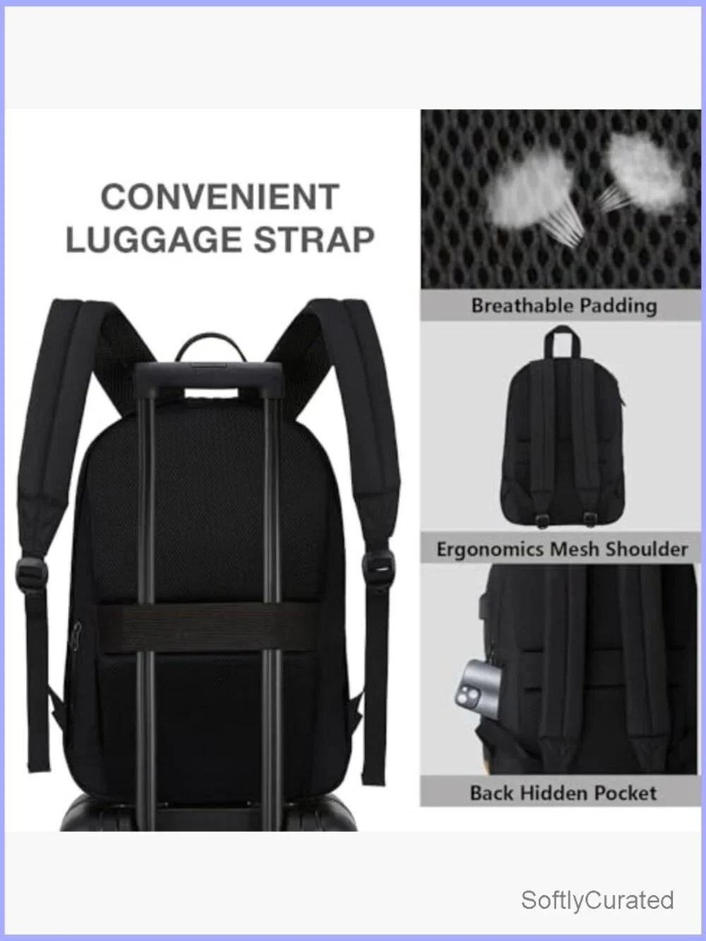 Anti-Theft Laptop Backpack with USB Charging Port, Water Resistant, Luggage